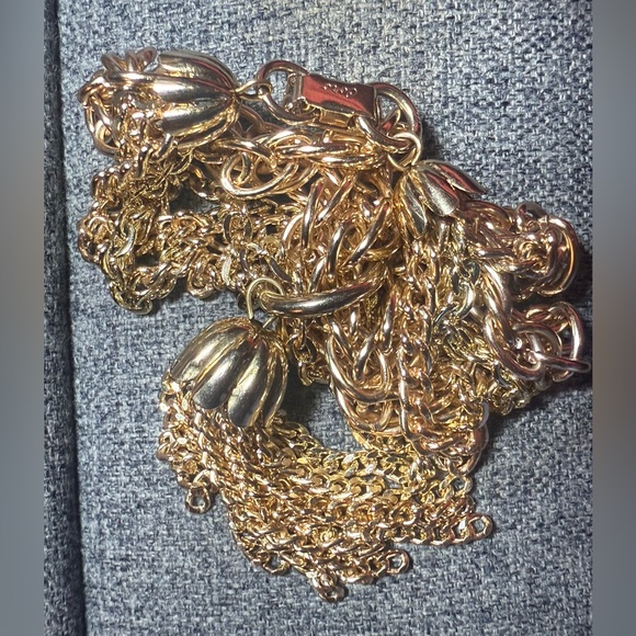 Coro vintage multi strand‎ Gold Chain Bracelet with Tassel unique art to wear - Picture 5 of 11